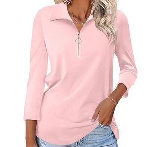 NWT Women’s Light Pink Zip-Front Pullover Top 2XL
